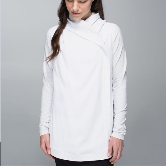 lululemon athletica Tops - Lululemon Blissed Out WrapWhite / Heathered White Size 6